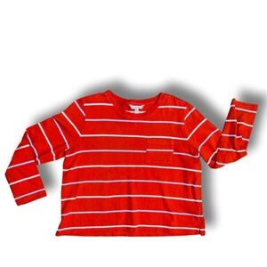 Banana Republic Women’s Orange Striped Cotton Long Sleeve Shirt